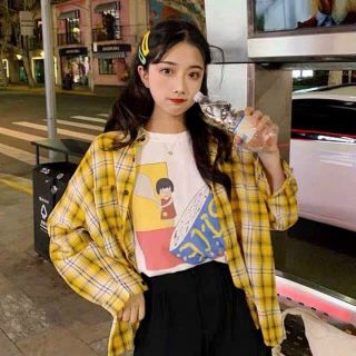 ÁO SƠ MI NỮ DÁNG ÁO FORM RỘNG CÓ SỌC CARO ÁO DÀI TAY CỰC ĐẸP CHẤT LIỆU TỐT HÀNG XINH HOT TREND-HTM FASHION