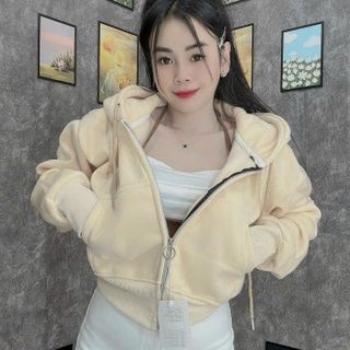 ÁO KHOÁC NỈ NỮ VỚI CHẤT LIỆU VẢI NỈ DỆT DÁNG FORM CROPTOP LỬNG CÁ TÍNH CÓ NÓN TRÙM ĐẦU RỘNG ĐẸP KÈM DÂY RÚT ÁO ĐẸP HÀNG HOT TREND-HTM FASHION