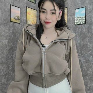 ÁO KHOÁC NỈ NỮ VỚI CHẤT LIỆU VẢI NỈ DỆT DÁNG FORM CROPTOP LỬNG CÁ TÍNH CÓ NÓN TRÙM ĐẦU RỘNG ĐẸP KÈM DÂY RÚT ÁO ĐẸP HÀNG HOT TREND-HTM FASHION