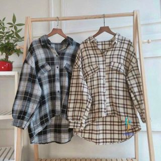 ÁO SƠ MI NỮ SỌC CARO PHỐI CÁCH FORM TAY RỘNG CHẤT LIỆU VẢI MÁT MẺ MANG CÁ TÍNH TRẺ TRUNG HÀNG HOT TREND-HTM FASHION