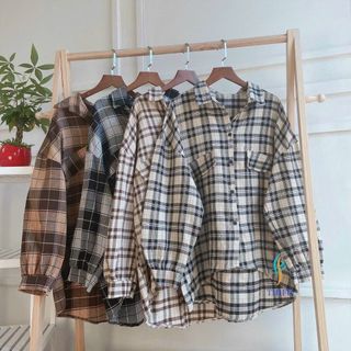 ÁO SƠ MI NỮ SỌC CARO PHỐI CÁCH FORM TAY RỘNG CHẤT LIỆU VẢI MÁT MẺ MANG CÁ TÍNH TRẺ TRUNG HÀNG HOT TREND-HTM FASHION