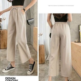 QUẦN ỐNG RỘNG NỮ CÓ CẠP CHUN CHẤT ĐŨI THOẢI MÁI QUẦN ỐNG SUÔNG LƯNG EO SIÊU ĐẸP FORM RỘNG HÀNG HOT TREND-HTM FASHION