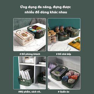 Hộp Đựng Đồ Nhựa Mỹ Phẩm Đa Năng Trang Trí Bàn, Khay Lưu Trữ Đồ Để Bàn Trang Điểm, Để Dầu Gội, Trang Sức