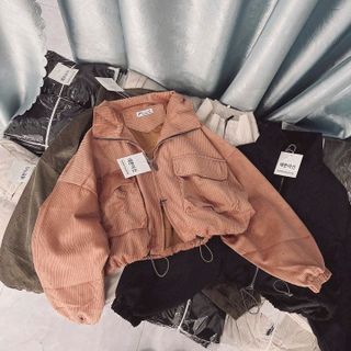 ÁO KHOÁC NHUNG LEN NỮ 2 LỚP FORM LỬNG PHỐI 2 TÚI TO VÀ DÂY RÚT - HTM FASHION