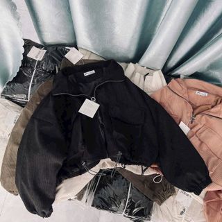 ÁO KHOÁC NHUNG LEN NỮ 2 LỚP FORM LỬNG PHỐI 2 TÚI TO VÀ DÂY RÚT - HTM FASHION