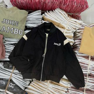 ÁO KHOÁC DA LỘN NỮ 2 LỚP THÊU CHỮ JOHN RAMBO - HTM FASHION