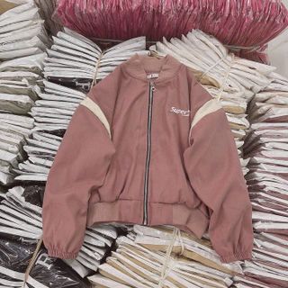 ÁO KHOÁC DA LỘN NỮ 2 LỚP THÊU CHỮ JOHN RAMBO - HTM FASHION