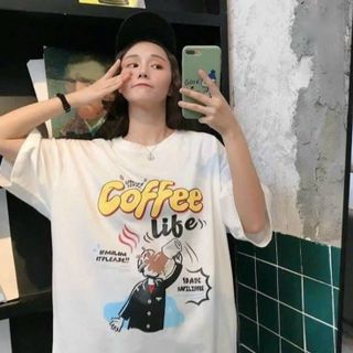 ÁO THUN NỮ FORM RỘNG CỰC KÌ ĐẸP CỔ TRÒN SIÊU HẤP DẪN IN NÉT CHỮ 3D COFEE HÀNG CUTE HOT TREND-HTM FASHION