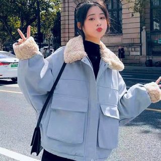 ÁO KHOÁC DẠ TÚI HỘP CỔ VÀ BO TAY PHỐI LÔNG SIÊU ẤM - HTM FASHION