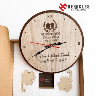 Xưởng sản xuất Đồng hồ gỗ để bàn Heracles 002 – Khắc tên, chữ, hình ảnh xe hơi, logo VINSCHOOL – Quà tặng doanh nghiệp, đại hội chi đoàn