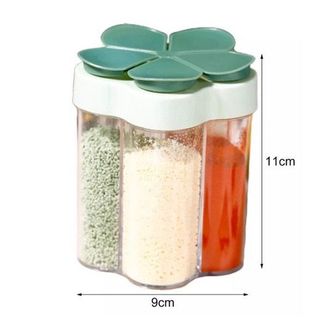 Hũ gia vị định lượng 5 ngăn nhà bếp, lọ gia vị chống ẩm
