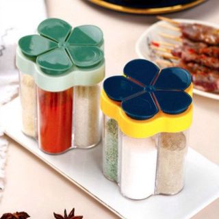 Hũ gia vị định lượng 5 ngăn nhà bếp, lọ gia vị chống ẩm