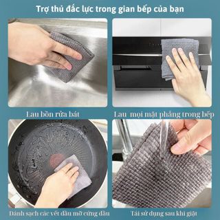 Cuộn khăn lau bếp đa năng tái sử dụng nhiều lần chất vải dày dai cao cấp thấm hút tốt lau sạch cả vết dầu mỡ cứng đầu