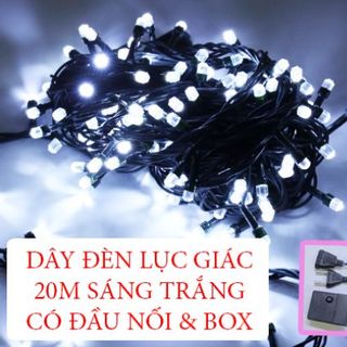 DÂY ĐÈN LỤC GIÁC 20M SÁNG TRẮNG CÓ ĐẦU NỐI & BOX giá sỉ