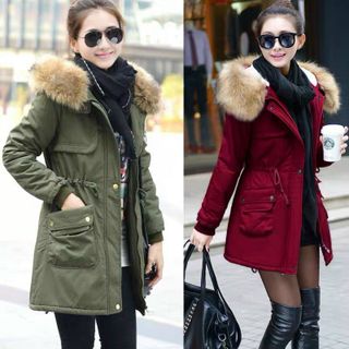 ÁO KHOÁC KAKI NỮ LÓT BÔNG DÁNG DÀI PHONG CÁCH HÀN QUỐC KÈM MŨ LÔNG SIÊU ẤM HOT TREND - HTM FASHION