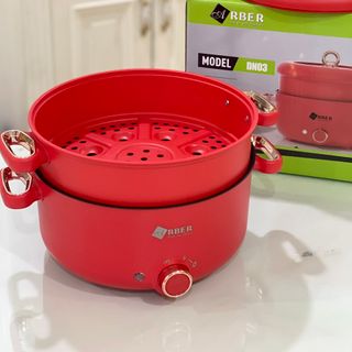 Nồi điện đa năng Arber ND03 3lit mầu đỏ hàng chính hãng bảo hành 12 tháng
