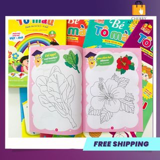 Bộ Sách Tô Màu 8 Cuốn Tô Màu Cho Bé Từ 3 - 4 Tuổi (Song Ngữ Anh Việt)