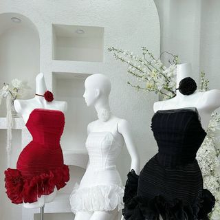 Váy Dự Tiệc,Sinh Nhật SM 3màu:trắng,đen,đỏ kèm pk theo màu váy (sh) giá sỉ