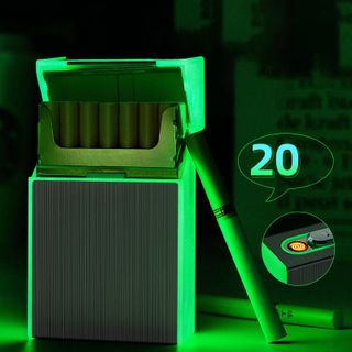 BẬT LỬA ĐIỆN HỘP THUỐC 2IN1 DẠ QUANG HÚT ÁNH SÁNG (ĐỂ ĐƯỢC 20 ĐIẾU THUỐC) - SẠC ĐIỆN