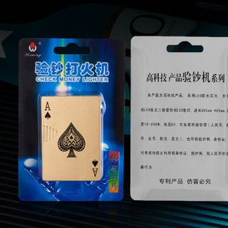BẬT LỬA KHÈ HÌNH LÁ BÀI CÓ ĐÈN SOI TIỀN GIẢ (KIM LOẠI) - (XÀI GAS) #VÀNG