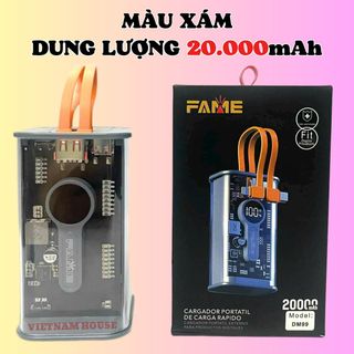SẠC DỰ PHÒNG DUNG LƯỢNG 20.000mAh MẪU MỚI CHÍNH HÃNG FAME (T20)