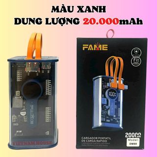 SẠC DỰ PHÒNG DUNG LƯỢNG 20.000mAh MẪU MỚI CHÍNH HÃNG FAME (T20)