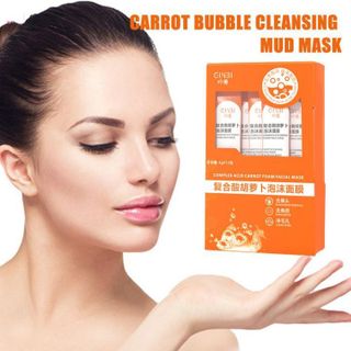 Hộp 12 gói mặt nạ sủi bọt cà rốt GINBI detox sáng da, Mask cà rốt sủi bọt cấp ẩm