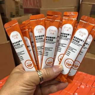 Hộp 12 gói mặt nạ sủi bọt cà rốt GINBI detox sáng da, Mask cà rốt sủi bọt cấp ẩm