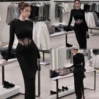 ĐẦM ĐEN BODY KÍN PHỐI REN