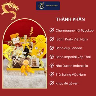 Set quà tết 6 món đế gỗ 3 màu xanh, đỏ, vàng