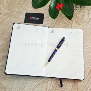Sổ tay bìa da in ấn logo theo yêu cầu - Sổ da dán gáy, bìa sổ in ấn UV - quà tặng sự kiện, đại hội tri ân khách hàng, quà tặng kỷ niệm thành lập công ty, giá rẻ sản xuất nhanh
