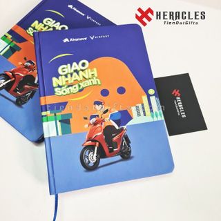 Xưởng sản xuất sổ tay bìa cứng in logo, sổ tay dán gáy In logo AHAMOVE làm quà tặng sự kiện, đại hội doanh nghiệp giá sỉ, quà tặng doanh nghiệp, quà tặng tết cho khách hàng