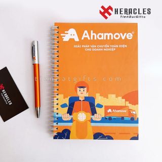 Xưởng sản xuất Sổ tay + bút bi in ấn logo Ahamo làm quà tặng sự kiện doanh nghiệp, quà tặng tri ân khách hàng, quà tặng tết, quà tặng kỷ niệm thành lập công ty, giá sỉ, sản xuất nhanh