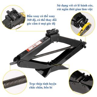 Bộ kích gầm ô tô, kích thay lốp cho xe hơi có đòn bẩy nâng gầm dễ dàng, trọng tải từ 1.5 - 2 tấn