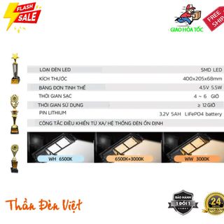 Đèn đường năng lượng mặt trời liền thể Thái Lan 80W 3 màu