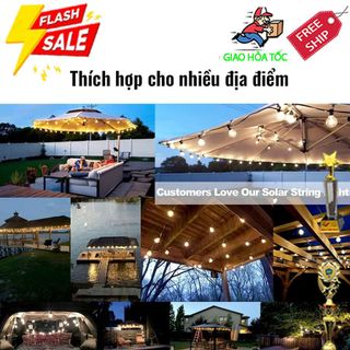 Đèn dây Led decor năng lượng mặt trời Thái Lan bóng, dây dài 7M, 10 bóng đèn
