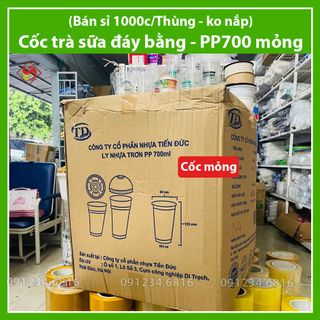 (Sỉ 1000c/T) - Ly cốc PP700 (Dày) trà sữa ( Không Kèm Nắp ) giá sỉ