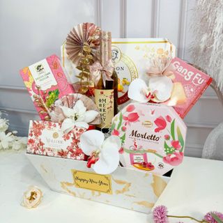 Set quà tết dạng thuyền 6 món 4 màu cao cấp