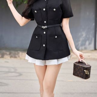SET BỘ ÁO ĐEN 4 TÚI KÈM QUẦN TRẮNG - DT1788