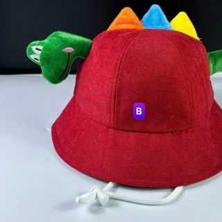 Mũ bucket trẻ em đính khủng long trên nón CQ