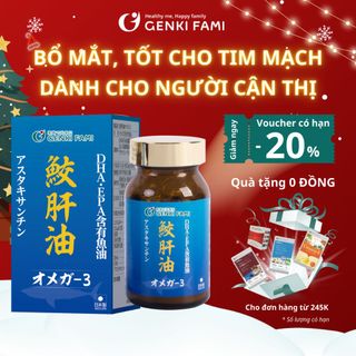 Omega 3 Bổ Mắt Hỗ Trợ Người Cận Thị, Tốt Cho Trí Não Tim Mạch, Astaxanthin Ngăn Ngừa Lão Hóa Genki Fami Nhật Bản giá sỉ