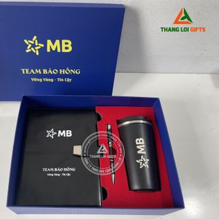 Set Quà Tặng Ngân Hàng Sang Trọng (Sổ Tay, Bút & Ly Giữ Nhiệt) In Khắc Tên Logo