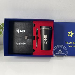 Set Quà Tặng Ngân Hàng Sang Trọng (Sổ Tay, Bút & Ly Giữ Nhiệt) In Khắc Tên Logo
