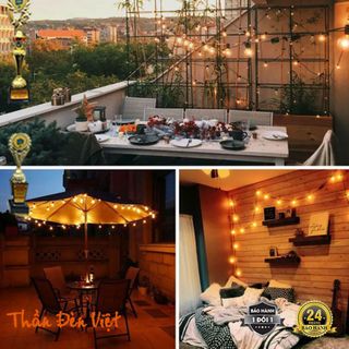Đèn dây năng lượng mặt trời Thái Lan bóng Led decor, dây dài 10M, 20 bóng đèn