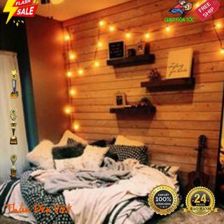 Đèn dây bóng Led decor năng lượng mặt trời Thái Lan, dây dài 7M, 15 bóng đèn