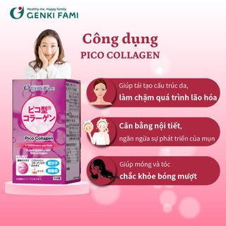Collagen Nhật Bản Giúp Đẹp Da, Ngăn Ngừa Lão Hóa Sạm Nám Hỗ Trợ Tóc Nhanh Mọc Chắc Khỏe, Cân Bằng Nội Tiết Nữ Genki Fami