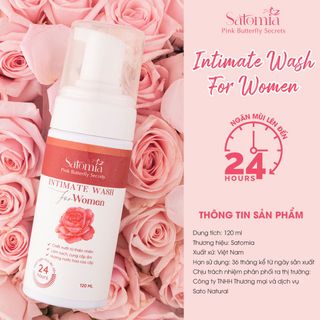 Dung Dịch Vệ Sinh Phụ Nữ Dạng Bọt Tuyết SATOMIA 120ml, Chiết Xuất Thiên Nhiên, Kháng Khuẩn, Nấm Ngứa, Hương Nước Hoa Cao Cấp Quyến Rũ