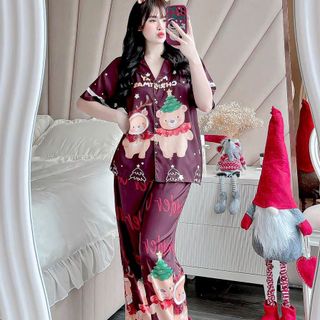 Bộ Pijama full bigsize 80kg,chất liệu lụa xước loại 1 cho bạn nữ