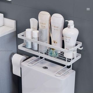Kệ để đồ sau toilet, kệ dán tường trong nhà vệ sinh không cần khoan vít