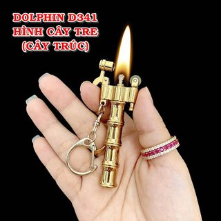 BẬT LỬA MÓC KHÓA DOLPHIN XĂNG ĐÁ CỔ HÌNH CÂY TRÚC D341 - XÀI XĂNG
